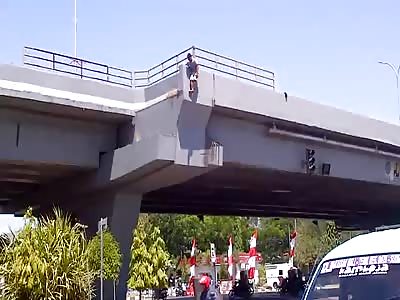 He tried to commit suicide, succeeded in breaking his leg