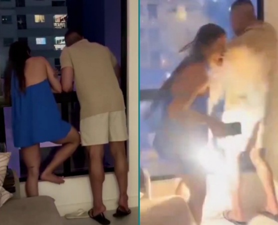 Couple Celebrating New Years Eve Burned by Fireworks 