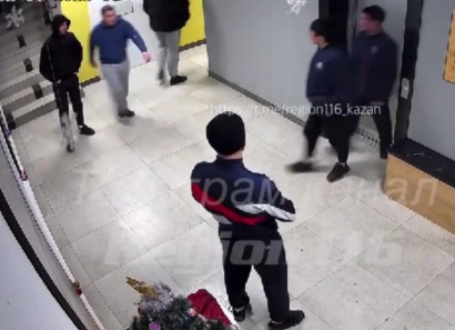 Russian gang savagely beaten two young men coming out from elevator 