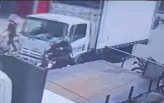 Truck Driver Crashes into Thieves on Motorcycle.