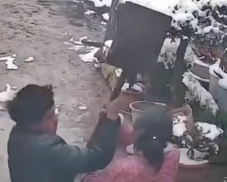 Abusive husband attack his wife with a Shovel 