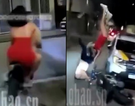 Couple on motorcycle chased by police and crashed into patrol car