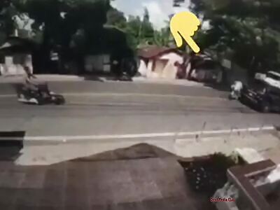 Testing his motorcycle