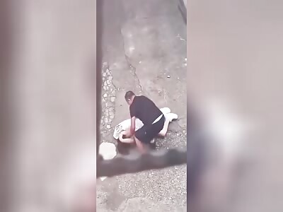 Chinese Man Attacks Wife With Brick and kicking