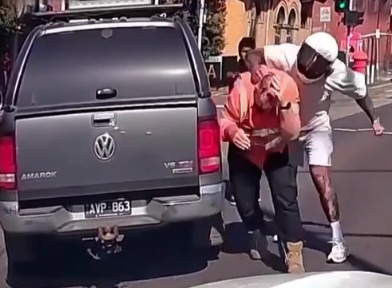 Biker beat theshit outof driver for chasing and crashing him purposely