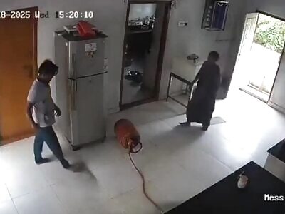 The explosion slammed the man into the wall