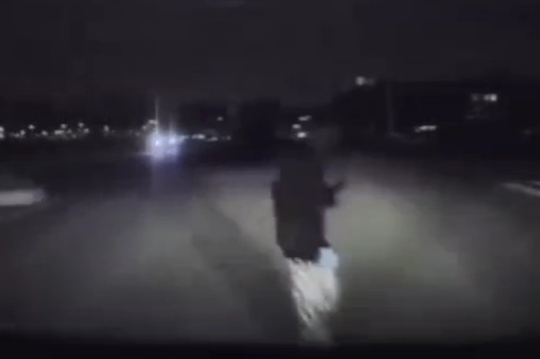 Pedestrian showing from nowhere crashed dead by speeding car 