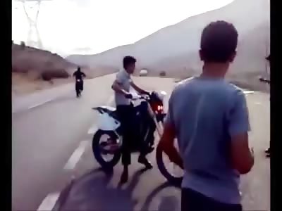 Motorcyclist Run by Bus in Drag Accident