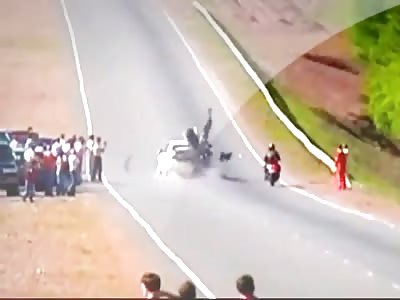 Biker Sent Flying After Motorcycle Accident