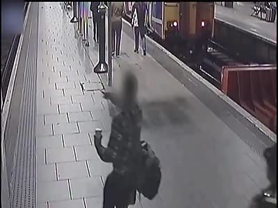 Heart-stopping moment passenger narrowly misses high speed train