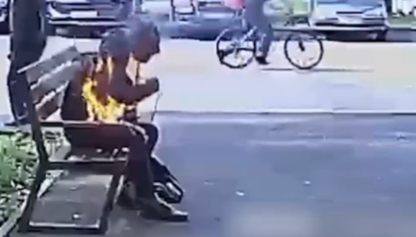 the man caught fire while smoking a cigarette