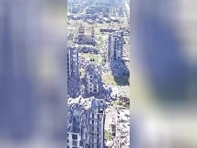 Ruins of the intense fighting that took place in the city of Toretsk