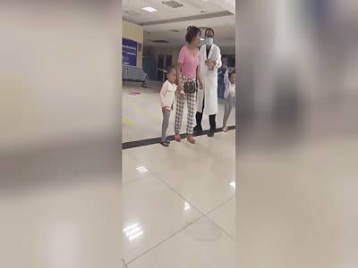 Chinese boy with knife in his head