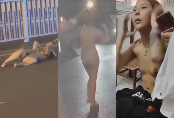 Wasted Chick Arrested For Walking Naked On Busy Road
