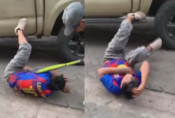 Bad Luck Motorcycle Thief Gets Clubbed With Baseball Bats