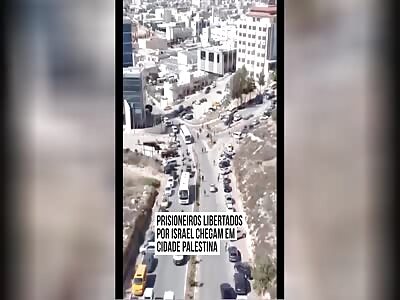 Prisoners Released by Israel Arrive in Palestinian City
