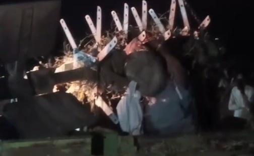 WORKER FELL INTO PEANUT SHEARER