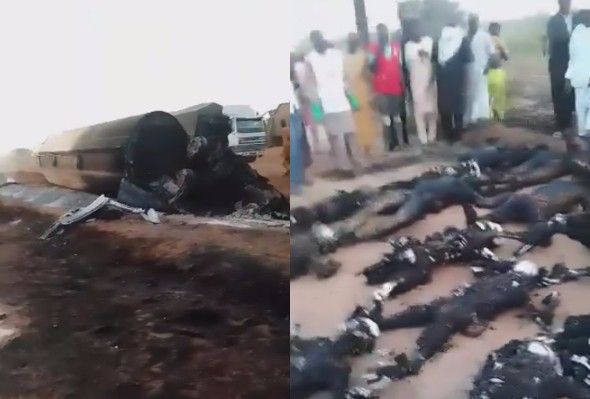 Nigerians Stealing Fuel From Crashed Tanker Truck Killed By Explosion