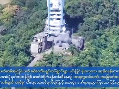SOLDIERS FORMING UP FOR A PHOTO ARE HIT BY AN EXPLOSION