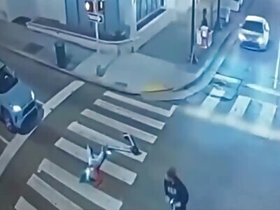 Girl Falls On Scooter Then Is Ranover