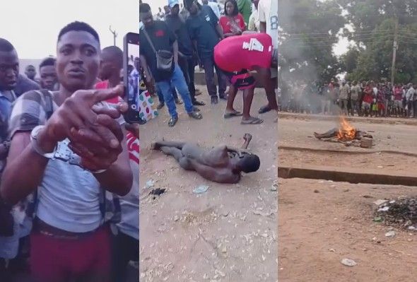 Stripped Naked And Burned Alive By Mob For Stealing