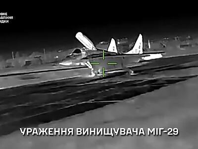 A Russian MiG-29 was attacked at an airfield in Crimea.
