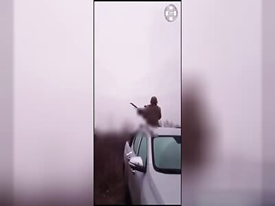 Badass Ukrainian Takes Out Russian Shahed Drone In His Truck