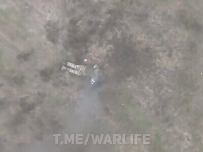 Drone dropped grenade makes Russians entire whole brain pop out