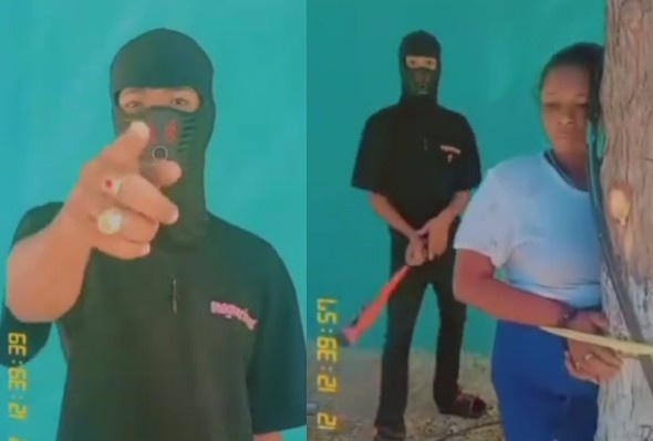 Woman Punished For Stealing By Masked Dude