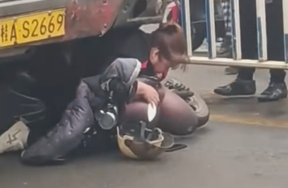 Woman On Moped Ran Over By Truck