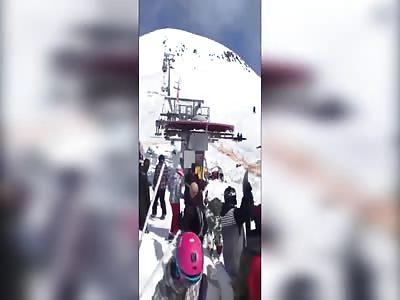 SKI LIFT FAILS AND COME SPEEDING  DOWN BACK WARDS IN GUDAURI GEORGIA 