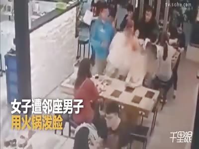 EVIL MAN THROWS SCOULDING HOT SOUP IN WOMANS FACE