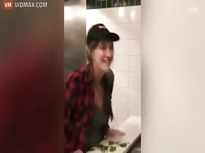 Pita worker caught on camera spitting on pita sand which 