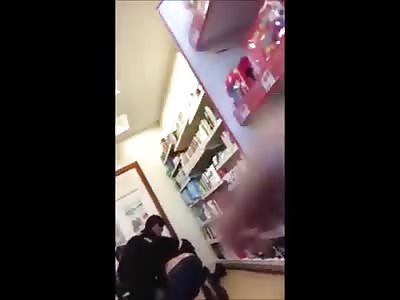 Police officer mug man handcuffed