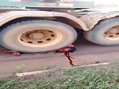 Horrible accident Man crash by truck