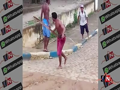 Fighting with piece of wood