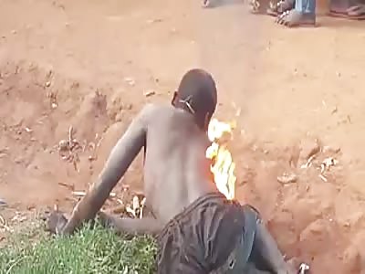 beating and burning man