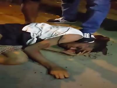 Thief being brutally beating