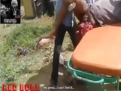 horrific accident  with people 