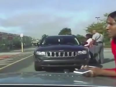 Woman tries to run away from American police.