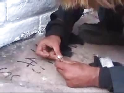 LONELY BOY SNORTING CRYSTAL METH ON THE STREET