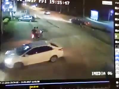 car runs over then speeds away 