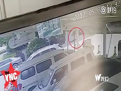 A car park security guard was run down after an argument