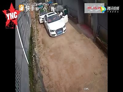 she forgot the hand break