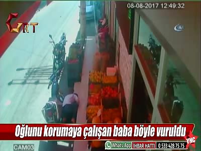 a father who tried to protect his son was shot like this in turkey