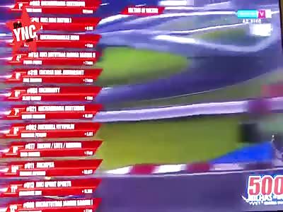 Kart racing drivers have a fight on the race track in SÃ£o Paulo  