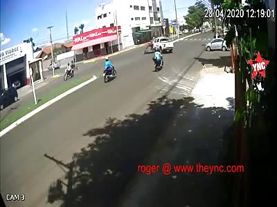 Biker Crushed by a Toyota Pickup Truck.