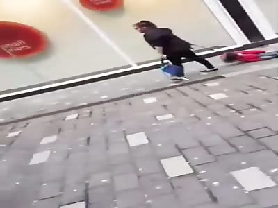 WTF!! Taking the kid for a walk in town.