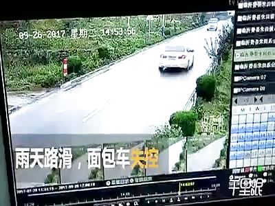 Van clips car and kills motorcyclist.