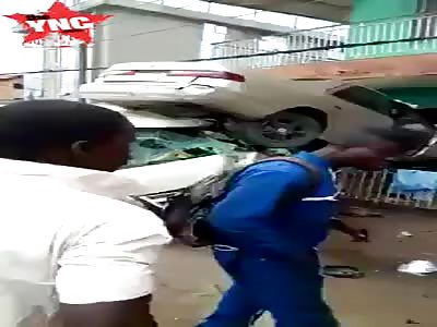 Car went through the window of a house